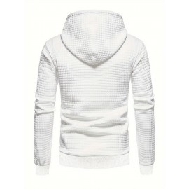 3pcs Men's Casual Waffle Knit Jacquard Hoodie Set - Long Sleeve Pullover with Side Zipper Detail, Perfect for Daily Commute, Outdoor Sports, and Beach Vacations