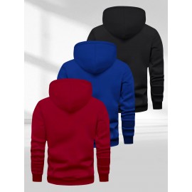 Men'S Casual Minimalist Style Hoodie, Paris Letter Print Men'S Long Sleeve Hoodie Three-Piece Set