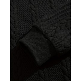 Jacquard Preppy Collared Neck Long Sleeve Embroidered Loose Fit Regular Length Knit Fabric Hoodie