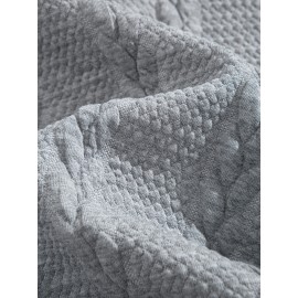 Jacquard Preppy Collared Neck Long Sleeve Embroidered Loose Fit Regular Length Knit Fabric Hoodie