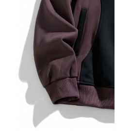 [NASAOVER Long Sleeve Shirt] Men's NASAOVER Colorblock Long Sleeve Shirt - Casual Loose Fit, Two-Tone Black/Beige, Button Detail, Ideal for Spring & Summer Outdoor Activities