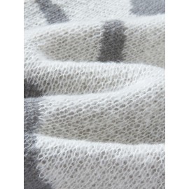 [Men's Geometric Sweater] Xingfan Men's Geometric Print Pullover Sweater | Drop Shoulder Casual Long Sleeve Round Neck Knit Top with Ribbed Detailing, Autumn Winter Warmth, Regular Fit for Casual Attire