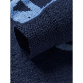 [Winter Streetwear Sweater] Autumn/Winter JNBLDA Men's Streetwear Casual Loose Fit Knit Sweater | Round Neck Long Sleeve Pullover with 'amani' Letter Print, Ribbed Cuffs & Hem