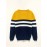 Men'S Casual Striped Sweater - Cozy Knit Pullover with Yellow, White & Navy Blue Horizontal Stripes, Long Sleeve Crew Neck for Fall/Winter, Sweater Vest
