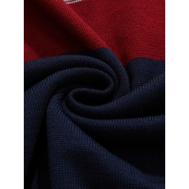 Men's Slim-Fit Casual Soft Commuter Knit Sweater - High Neck Long Sleeve with 1/4 Zipper, Navy & Light Grey Color Block Design for Autumn/Winter, Office & Casual Wear, Knitted Sweater, Comfortable Winter Wear