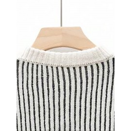 Men's Casual Striped Sweater - Polyester Knit Pullover with Round Neck, Medium Stretch, Regular Fit for Fall/Winter Season