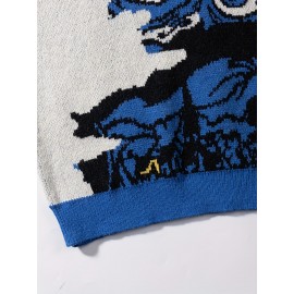 Men'S & Women'S Stylish Van Gogh Starry Night Print Pullover Sweater - Loose Fit, Long Sleeve, Round Neck, Knit Fabric, Casual & Versatile Fall/Winter Top, Fall Winter Top | Starry Night Design | Ribbed Knit Cuffs, Van Gogh Sweater