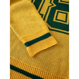 Men'S Fashion Autumn/Winter Pullover Football Number Knit Sweater Thickened Sports Style for Boys