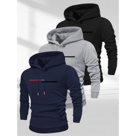 Men'S Casual Minimalist Style Hoodie, Paris Letter Print Men'S Long Sleeve Hoodie Three-Piece Set